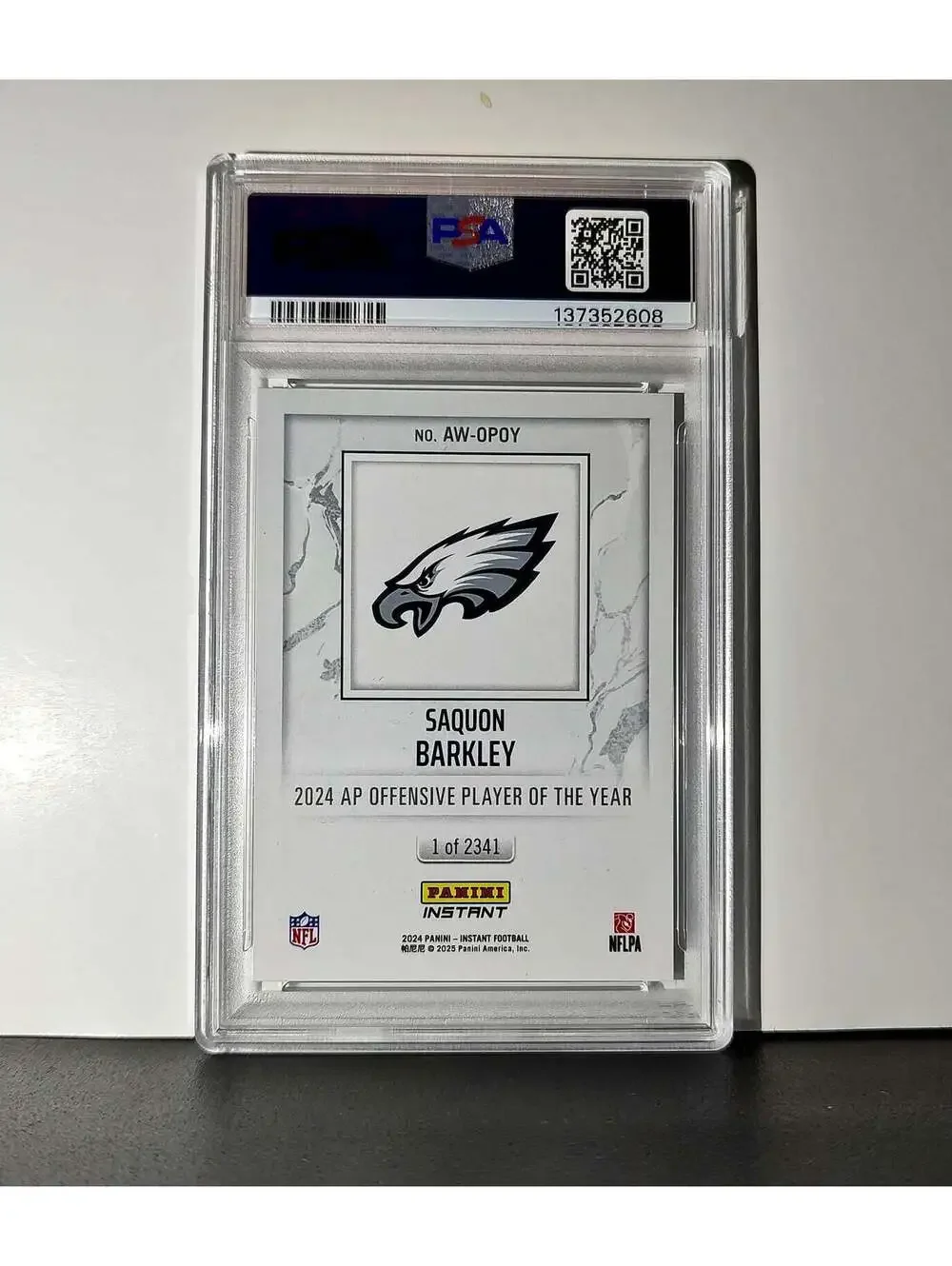 Saquon Barkley 2024 Panini NFL Offensive Player of the Year Eagles PSA 8 NM-MT